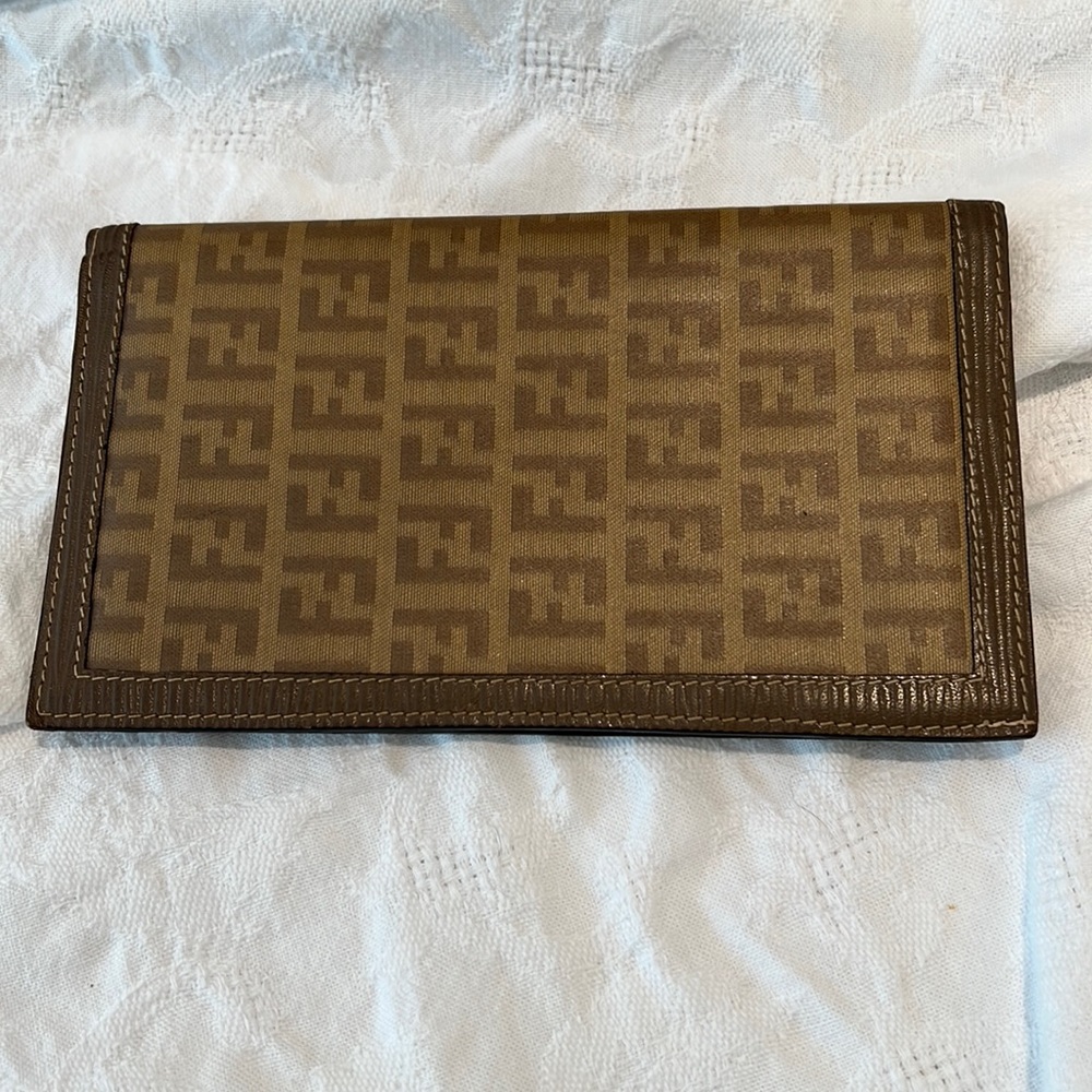 Vintage Fendi FF coated canvas and leather wallet